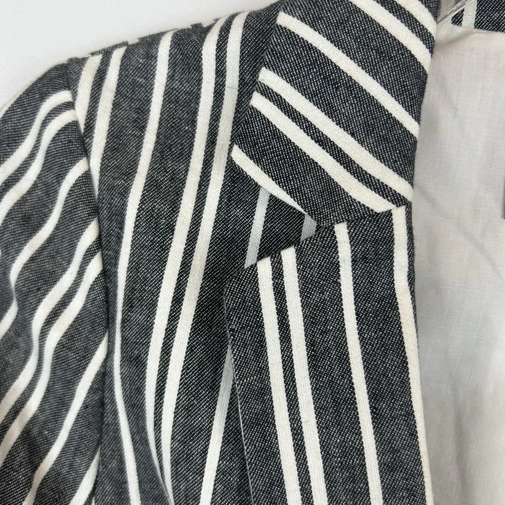 Banana Republic Linen Blazer Womens 6 Jacket Striped Nautical Preppy Beachy